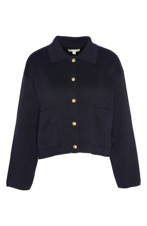 Shop Barbour Noelle Boxy Cotton Cardigan In Black