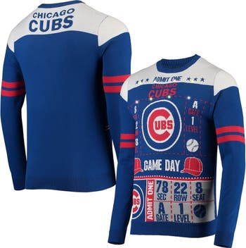 Chicago Cubs Sweatshirt Medium Blue Red Hoodie Sweater Pocket Stretch Logo  Mens
