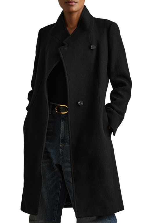 Shop Reiss Maude Double Breasted Wool Blend Coat In Black