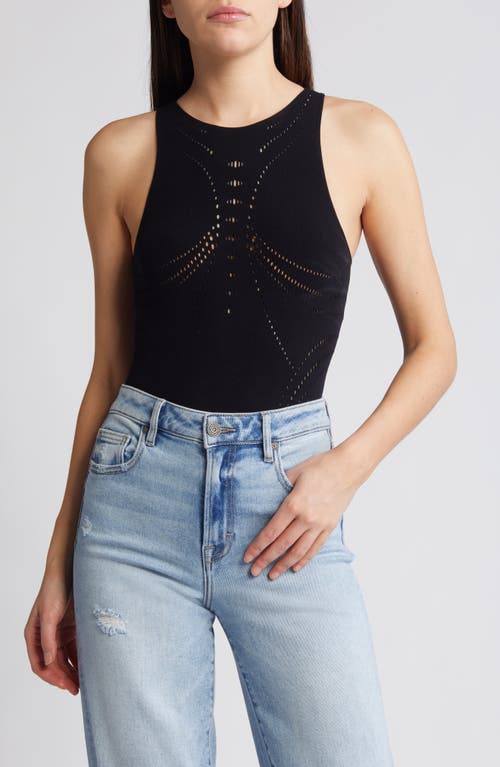 AFRM Elmer Laser Cut Seamless Bodysuit Noir at Nordstrom,