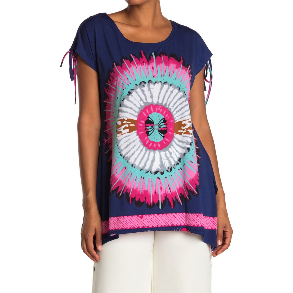 Patrizia Luca Graphic Print Top In Pink/navy