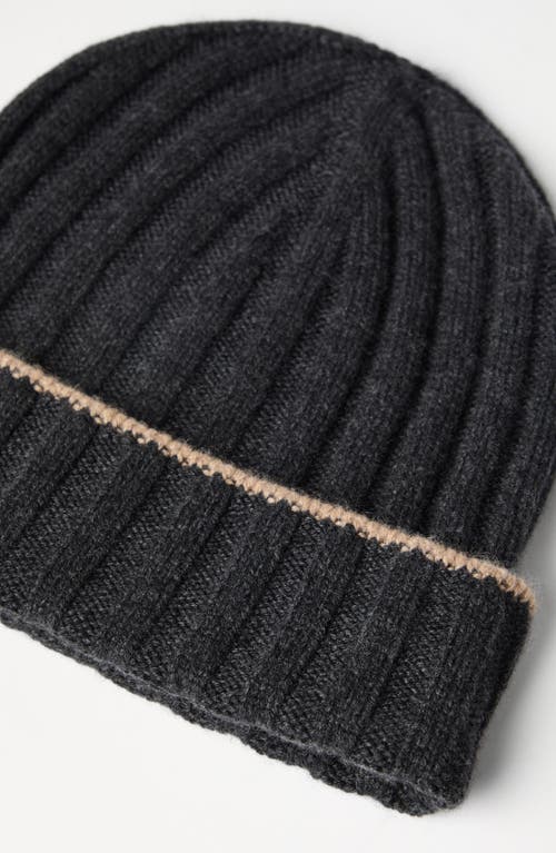 Shop Brunello Cucinelli Cashmere Rib Knit Beanie In Anthracite