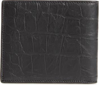 Saint Laurent - Ysl-Plaque Crocodile-Effect Leather Bi-Fold Wallet - Mens -  Black for Men