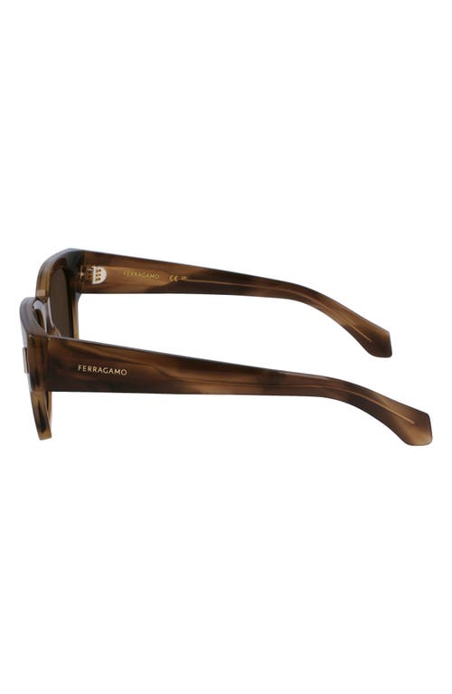 Ferragamo Rivets 52mm Square Sunglasses In Striped Khaki