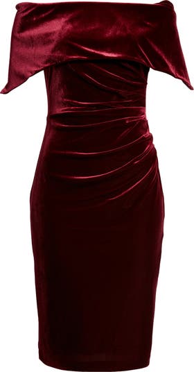 Vince camuto velvet outlet off the shoulder dress