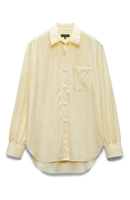 Shop Rag & Bone Maxine Stripe Cotton Button-up Shirt In Thin Yellow Stripe
