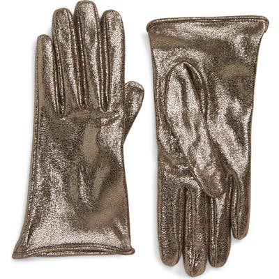 Brunello Cucinelli Metallic Leather Gloves, Metallic