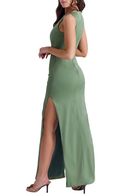 Shop House Of Cb Filomena Side Slit Matte Jersey Gown In Dill