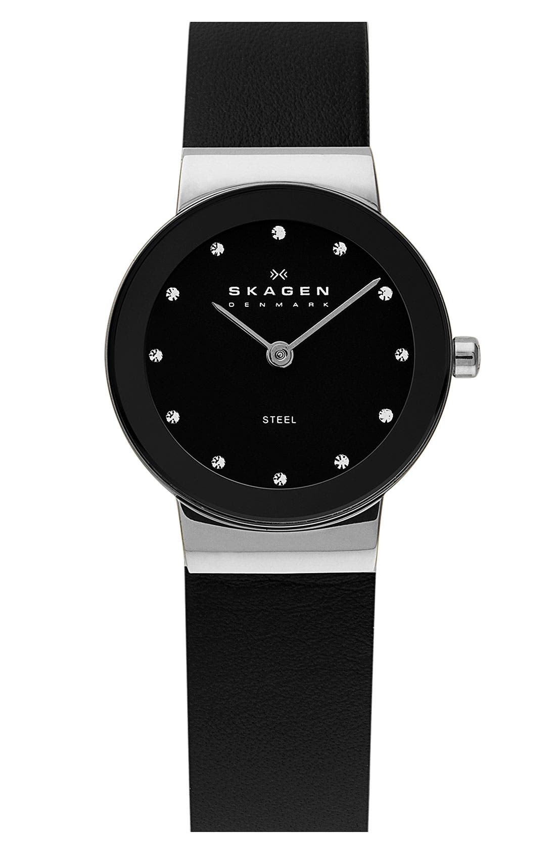 Skagen Round Leather Strap Watch Nordstrom