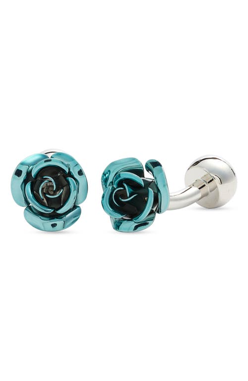 Shop Clifton Wilson Rose Bud Cuff Links In Turquoise