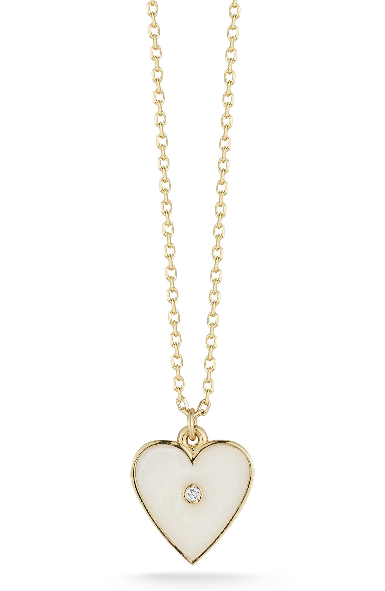 Sphera Milano 14k Gold Diamond Detail White Heart Necklace In Yellow Gold