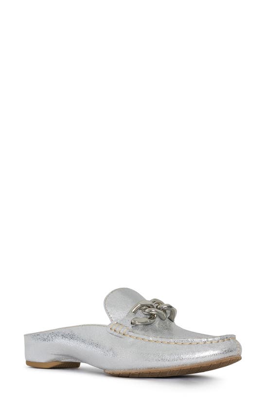 Donald Pliner Bless Distressed Metallic Leather Mule In Silver
