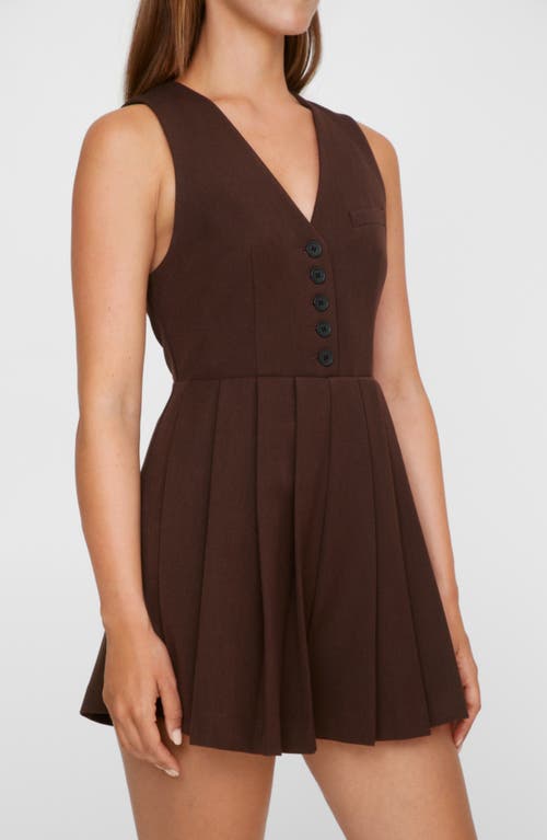 Shop Nasty Gal Tailored Pleated Hem Sleeveless Romper In Chocolate