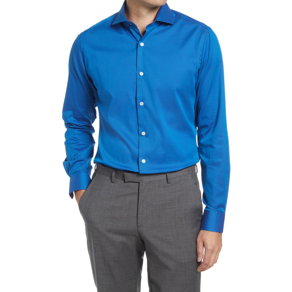 Shop Duchamp Tailored Fit Stretch Solid Dress Shirt In Teal