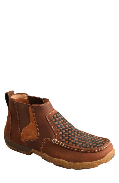 Driving Moc Toe Chelsea Boot in Woven Multi Oiled Saddle