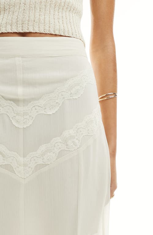 Shop Miss Selfridge Lacy Maxi Skirt In Cream