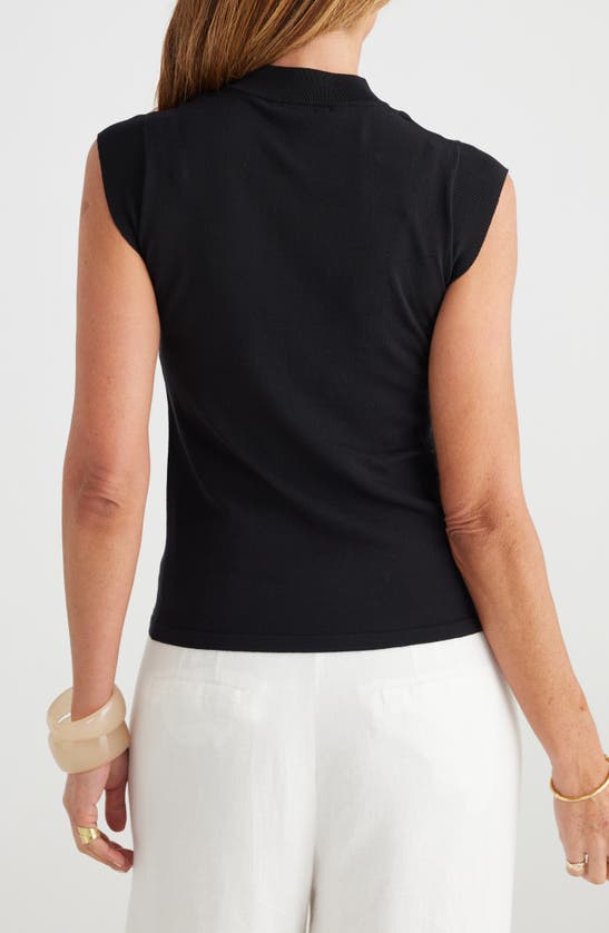 Shop Brave + True Paula Mock Neck Cap Sleeve Sweater In Black