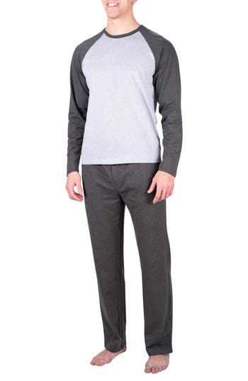 Sleephero Raglan Long Sleeve T-shirt & Pants 2-piece Pajama Set In Gray