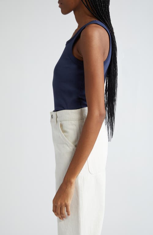 Shop Marimekko Kedol Unikko Rib Tank Top In Dark Navy/off White