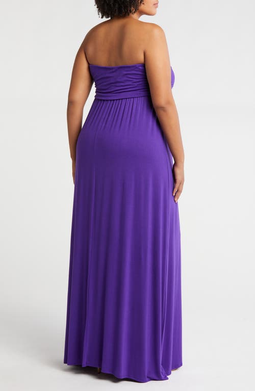24seven Comfort Apparel Strapless Maxi Dress In Purple
