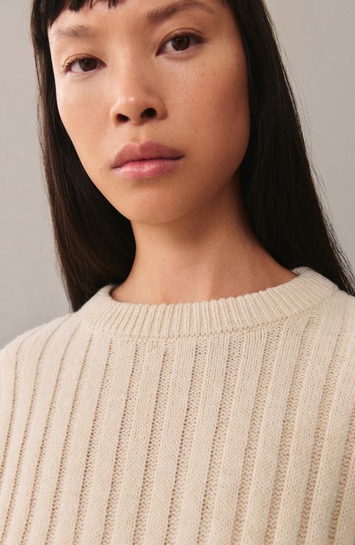 Shop Mango Herringbone Knit Rib Sweater In Cream