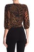 Thumbnail image number 2 of GANNI Tiger Printed Puff Sleeve Mesh Wrap Top