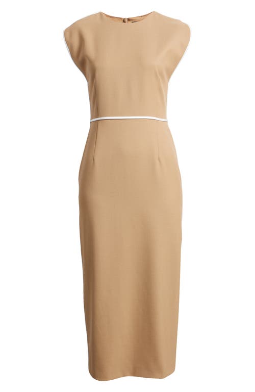 Shop Hugo Boss Boss Detira Wool Blend Sheath Dress In Camel