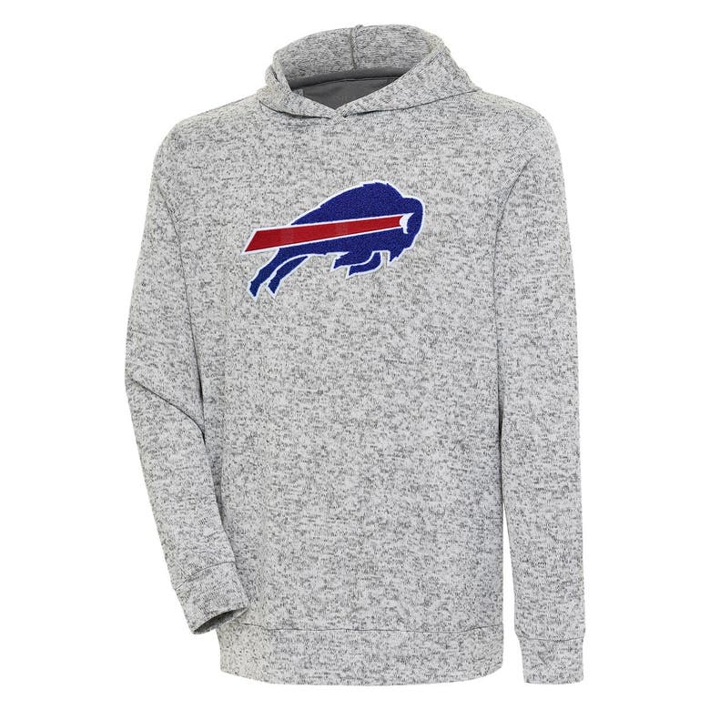 Shop Antigua Heathered Gray Buffalo Bills Absolute Chenille Pullover Hoodie In Heather Gray