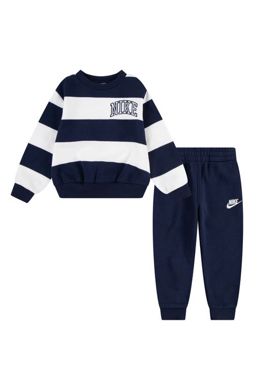 Shop Nike Fleece Crewneck Sweatshirt & Joggers Set In Midnight Navy