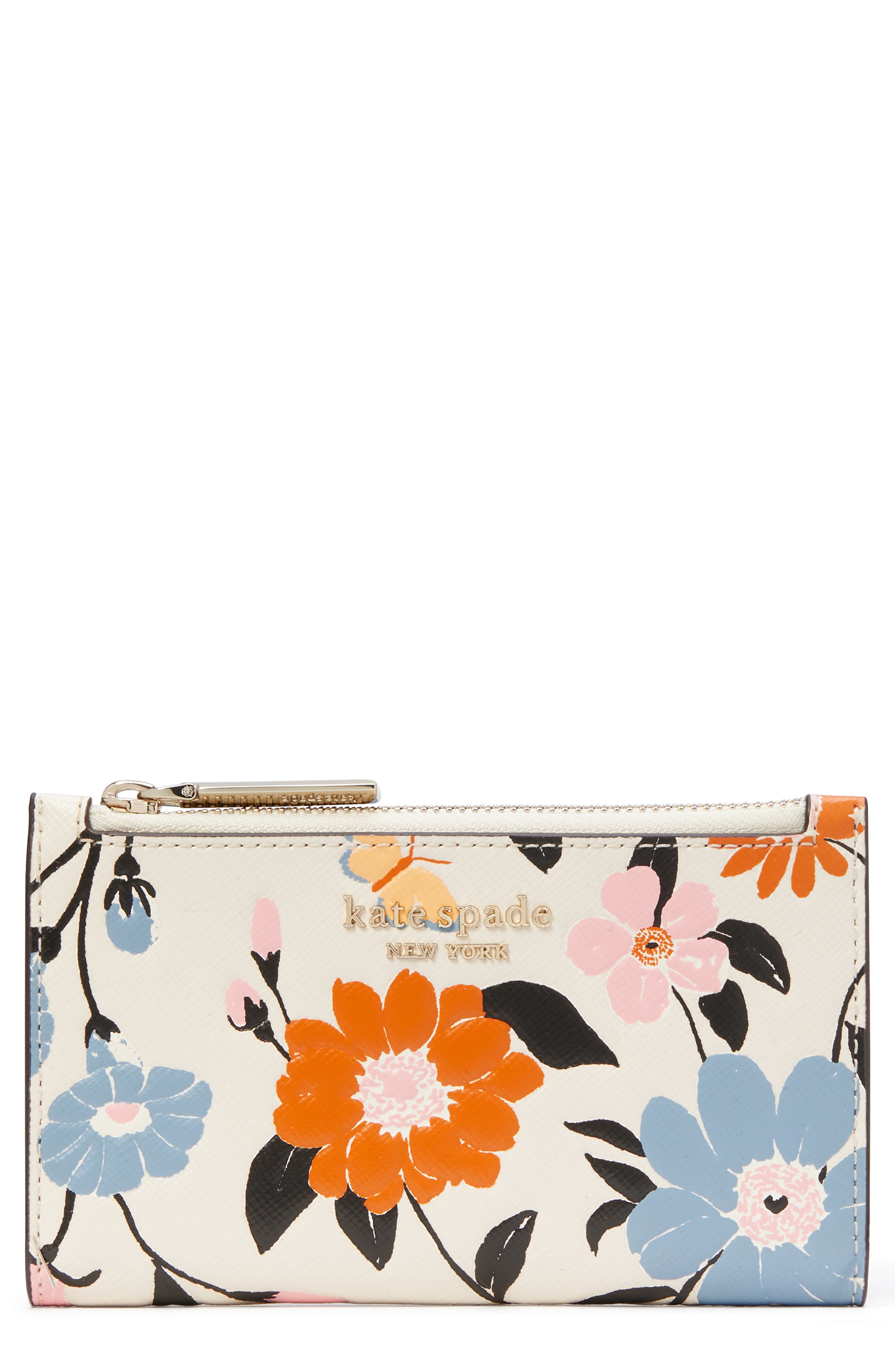 kate spade new york spencer floral garden embossed leather bifold