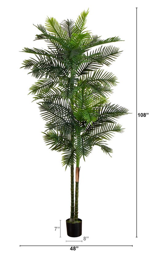 Shop Nearly Natural Uv Resistant Artificial Double Robellini Palm Tree In Green