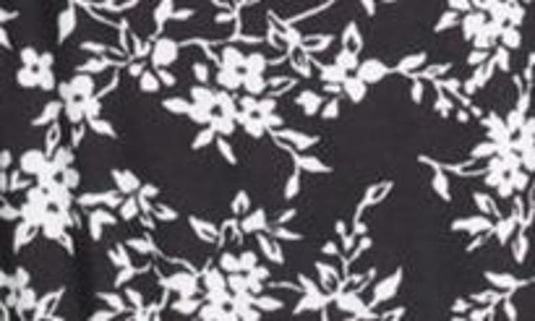 Shop Loveappella Floral Short Sleeve Midi Dress In Black/ Ivory