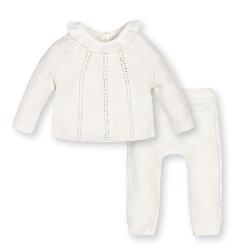 Shop Hope & Henry Baby Organic Pointelle Sweater Set, Infant In Soft White Ruffle Pointelle