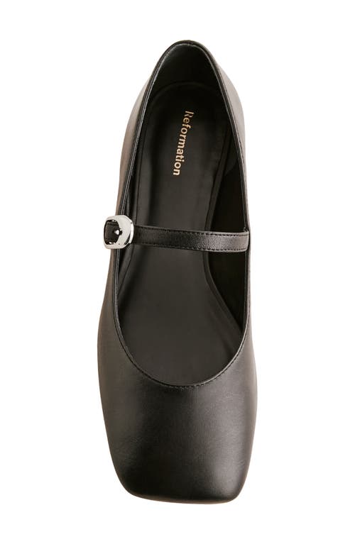 Reformation Melissa Mary Jane Flat In Black Leather