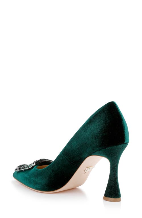 Shop Badgley Mischka Collection Aubree Pointed Toe Pump In Emerald Velvet