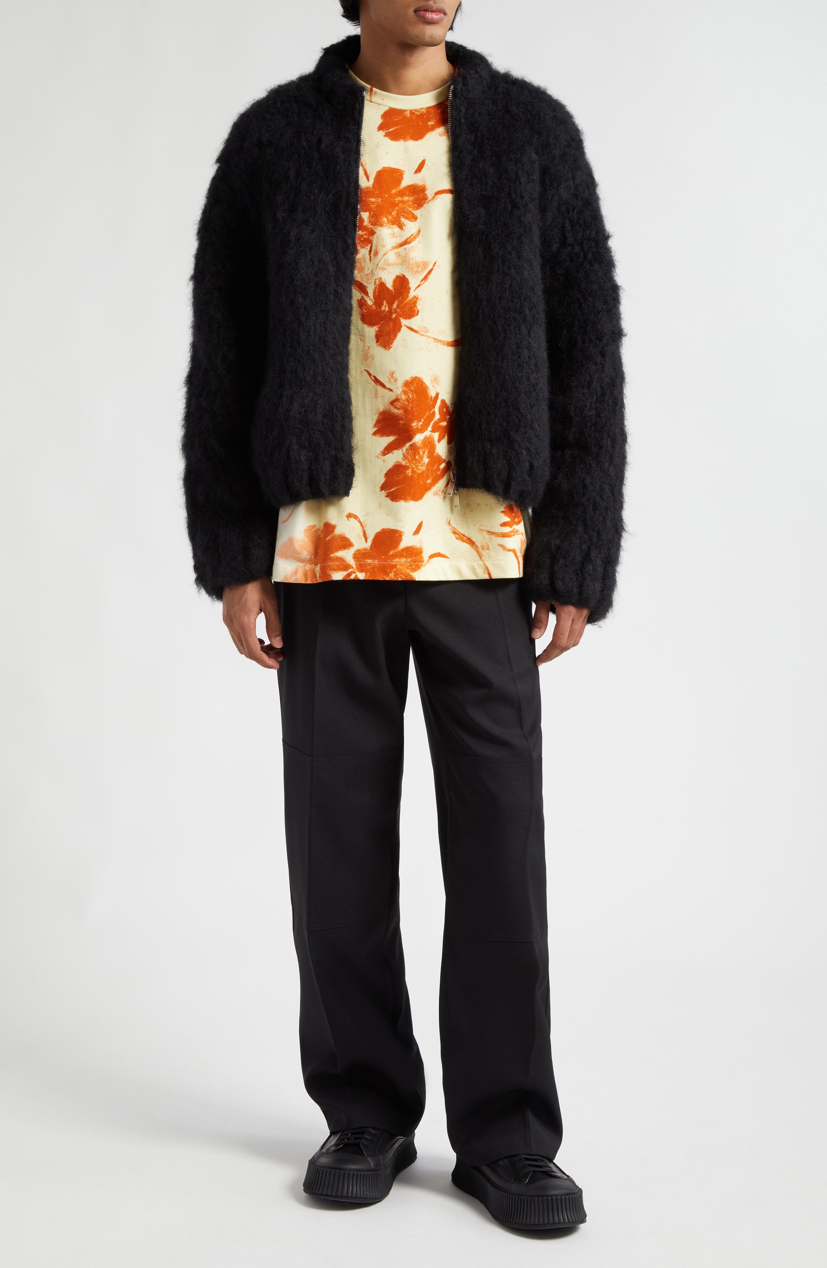 Jil Sander Mohair Blend Hand Knit Jacket Nordstrom