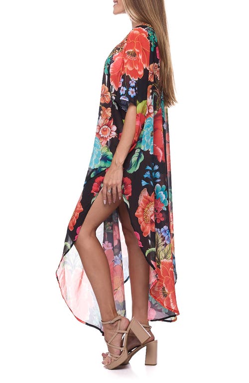 Ranee's Ranees Floral Caftan Duster In Black