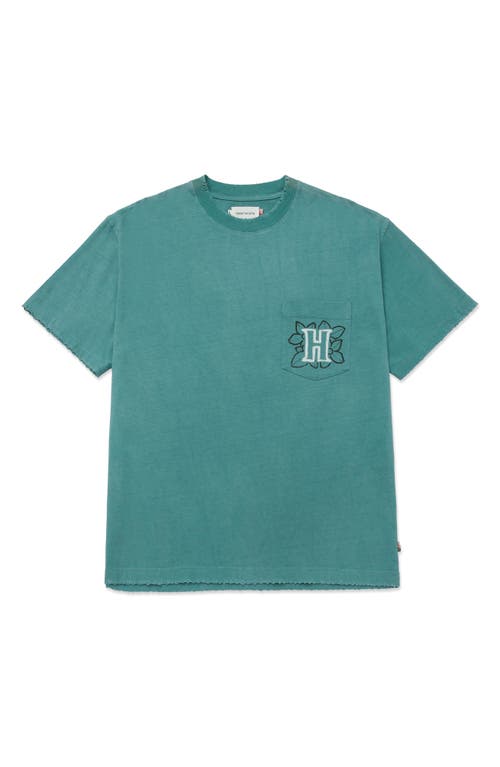 HONOR THE GIFT Floral Graphic Pocket T-Shirt in Teal