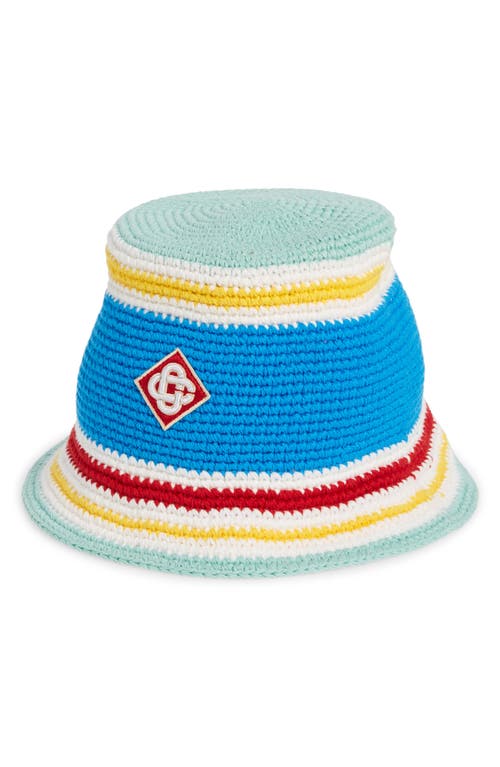 Casablanca Logo Patch Cotton Crochet Hat Blue Multi at Nordstrom,