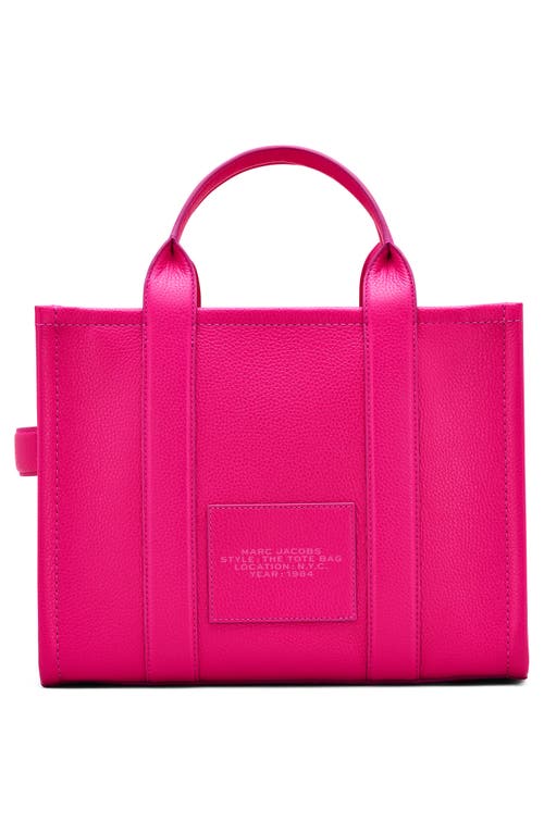 Shop Marc Jacobs The Leather Medium Tote Bag In Hot Pink