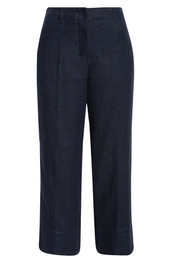 Max Mara Linen-blend Cropped Trousers In Navy