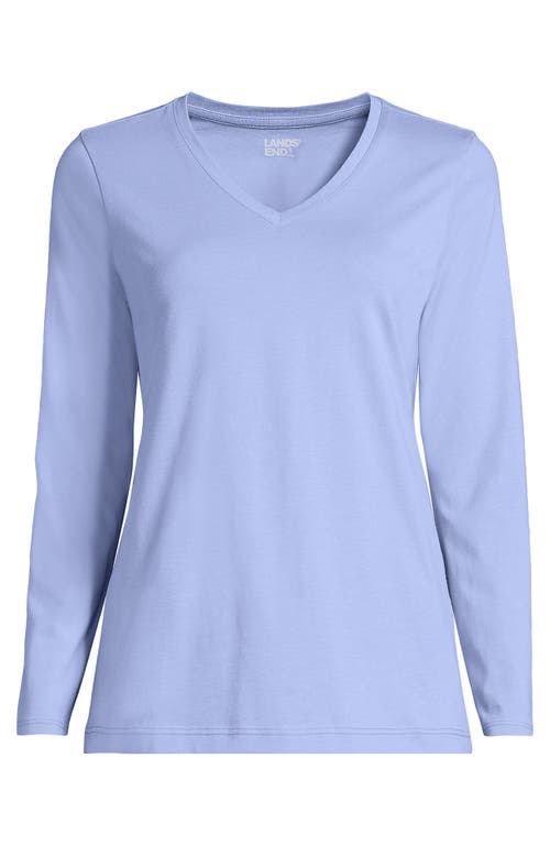 Shop Lands' End Relaxed Supima Cotton Long Sleeve V-neck T-shirt In Light Cornflower