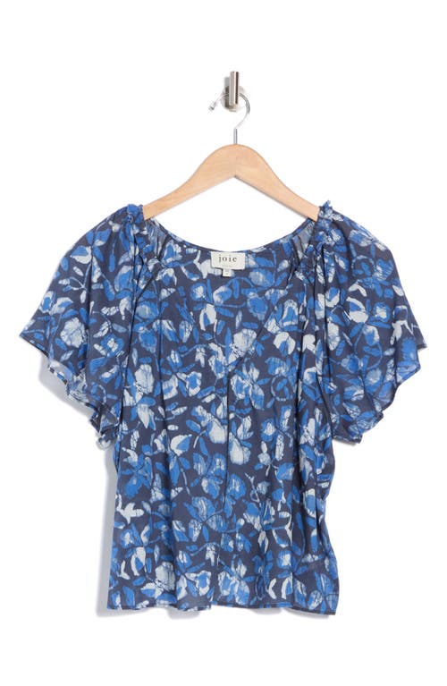 Joie Katya Floral Cotton Top In Navy Blazer Multi