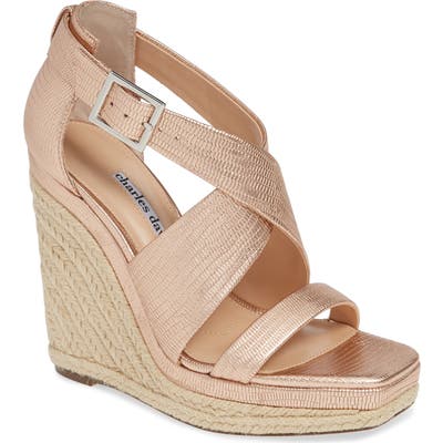 Charles David Esper Espadrille Wedge Sandal- Pink