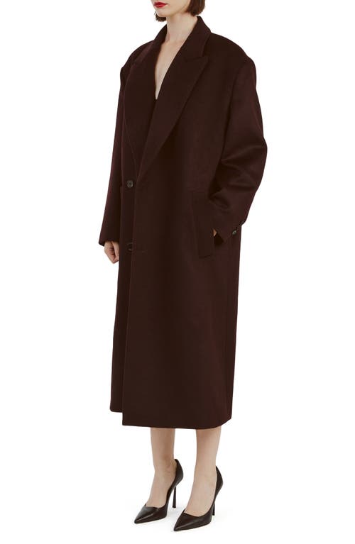 Shop Bardot Oversize Longline Coat In Deep Plum