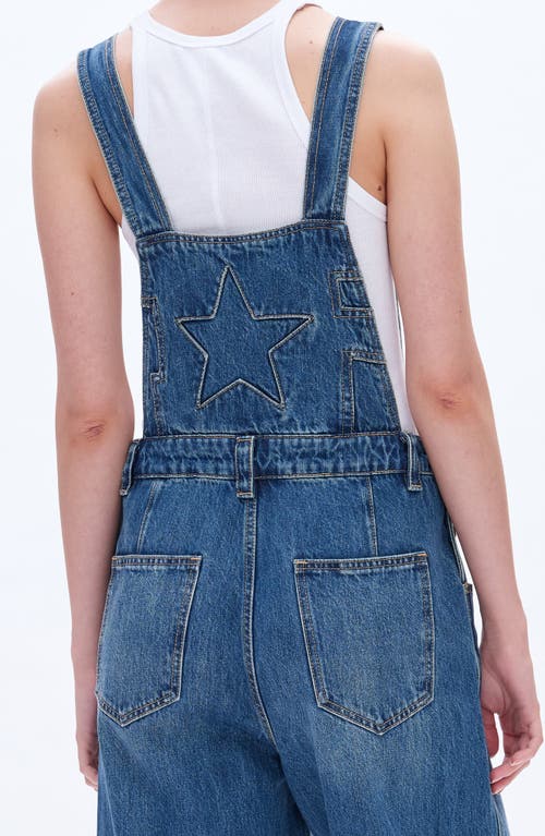 Shop Bayeas Straight Leg Denim Overalls In Medium Blue