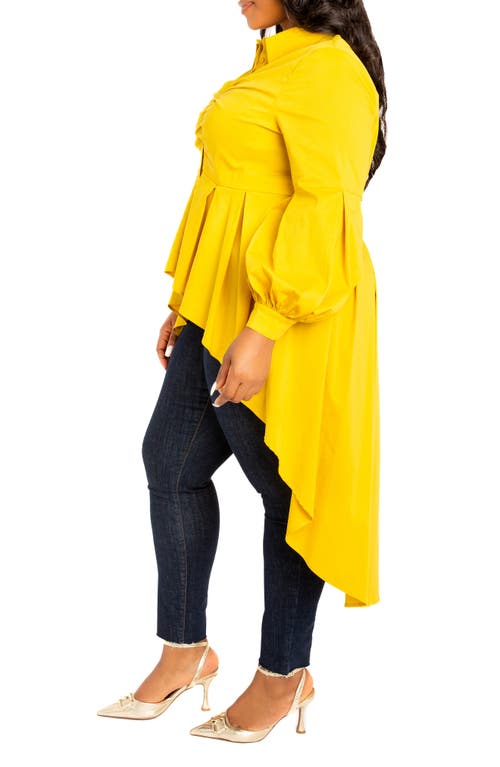 Buxom Couture High/low Peplum Shirt In Mustard