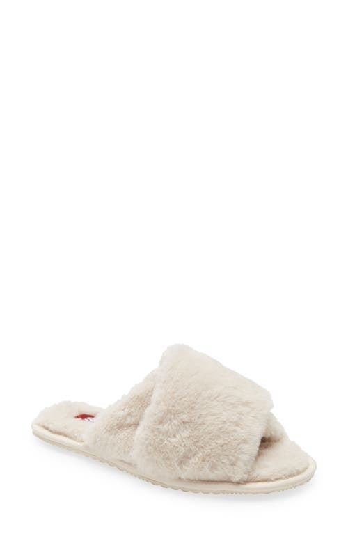 SOREL Go Mail Run Faux Fur Slide Slipper in Natural Sea Salt at