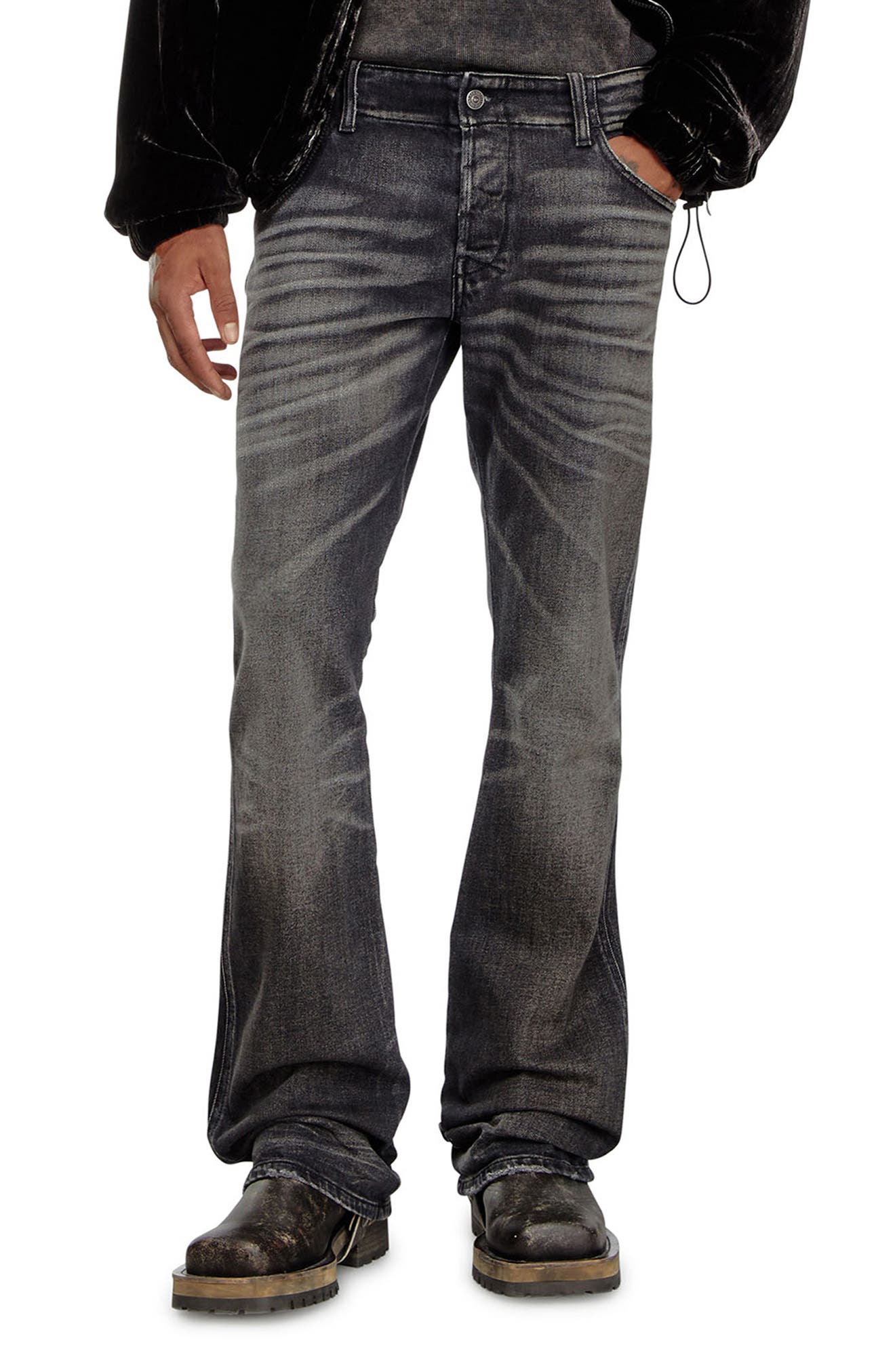 DIESEL® Straight Leg Jeans in Black/Denim 