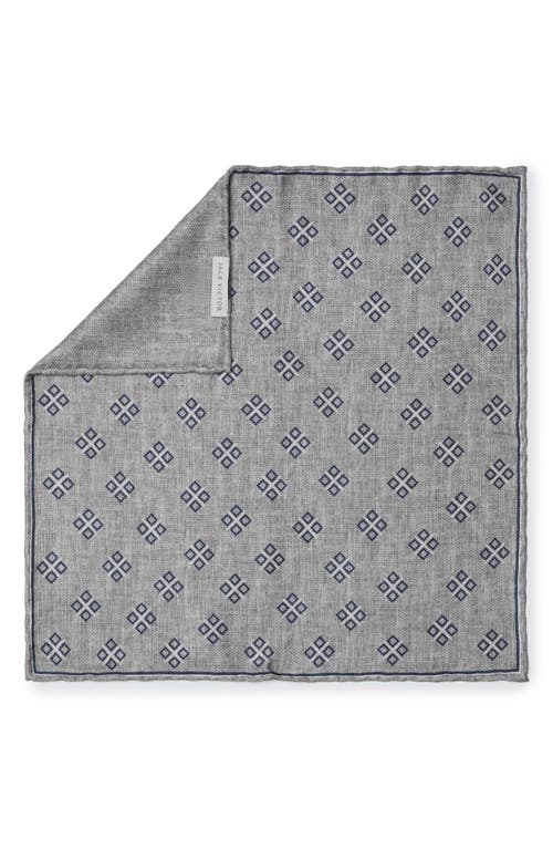 Jack Victor Riverview Reversible Silk Pocket Square in Grey 